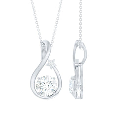 8 MM Round Solitaire Lab Grown Diamond Teardrop Necklace