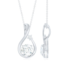 8 MM Round Solitaire Lab Grown Diamond Teardrop Necklace