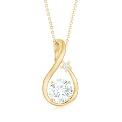8 MM Round Solitaire Lab Grown Diamond Teardrop Necklace