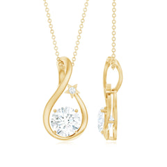 8 MM Round Solitaire Lab Grown Diamond Teardrop Necklace