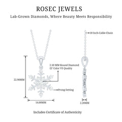 Lab Grown Diamond Christmas Snowflake Necklace