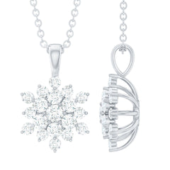 Certified Lab Grown Diamond Snowflake Necklace For Women