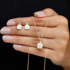 Certified Lab Grown Diamond Bridal Necklace Earring Set