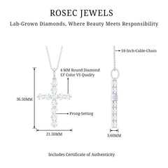 Lab Grown Diamond Catholic Cross Necklace for Women