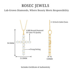 Lab Grown Diamond Catholic Cross Necklace for Women