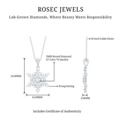 Lab Grown Diamond Snowflake Winter Necklace for Her