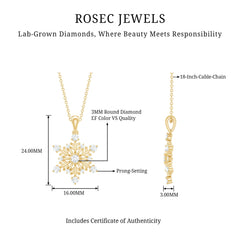 Lab Grown Diamond Snowflake Winter Necklace for Her