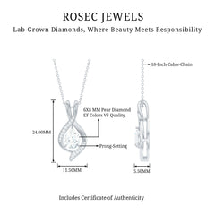 Lab Grown Diamond Teardrop Bridal Wedding Necklace