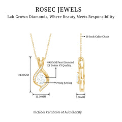 Lab Grown Diamond Teardrop Bridal Wedding Necklace