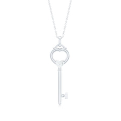 Heart Key Pendant Necklace with Lab Grown Diamond