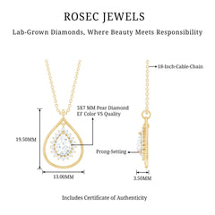 Pear Shape Lab Grown Diamond Teardrop Pendant Necklace
