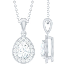 Minimal Lab Grown Diamond Teardrop Halo Pendant
