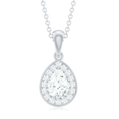 Minimal Lab Grown Diamond Teardrop Halo Pendant