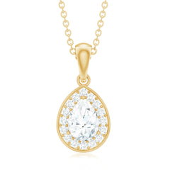 Minimal Lab Grown Diamond Teardrop Halo Pendant