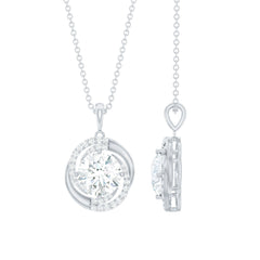Certified 2 Ct Moissanite Swirl Necklace with Silver Chain