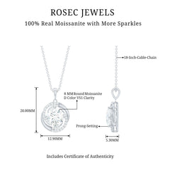 Certified 2 Ct Moissanite Swirl Necklace with Silver Chain