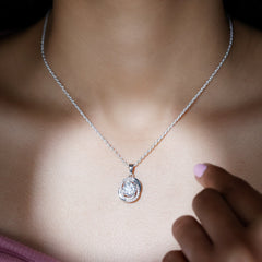 Certified 2 Ct Moissanite Swirl Necklace with Silver Chain
