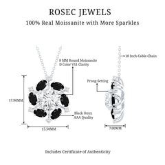 Certified 2 Carat Moissanite Statement Necklace with Black Onyx