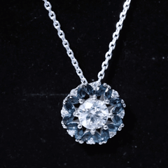 2 Carat Moissanite Statement Necklace with London Blue Topaz Halo