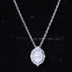 Certified 6X8 MM Oval Moissanite Cocktail Pendant Necklace