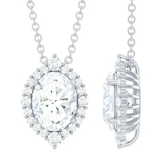 Certified 6X8 MM Oval Moissanite Cocktail Pendant Necklace