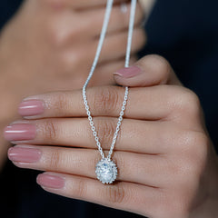 Oval Moissanite Cocktail Necklace For Women With Silver Chain