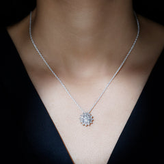 Certified 8 MM Moissanite Sunflower Pendant Necklace with Chain