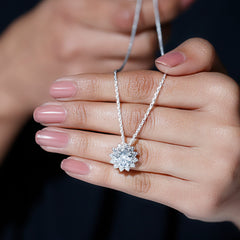 Certified 8 MM Moissanite Sunflower Pendant Necklace with Chain
