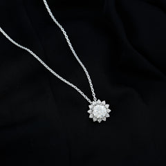 Certified 8 MM Moissanite Sunflower Pendant Necklace with Chain
