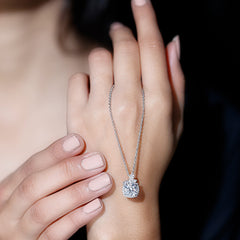 Certified 8 MM Moissanite Designer Necklace With Silver Chain