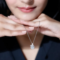 Certified 8 MM Moissanite Designer Necklace With Silver Chain