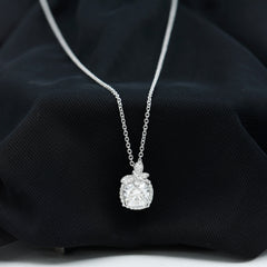 Certified 8 MM Moissanite Designer Necklace With Silver Chain
