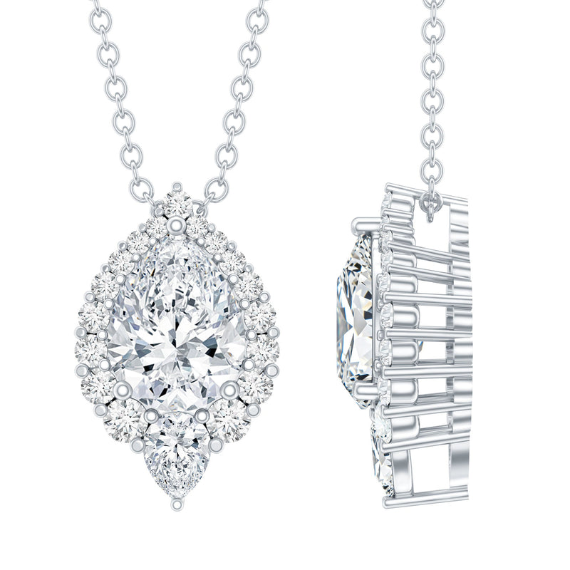 Certified Moissanite Teardrop Pendant Necklace for Wedding