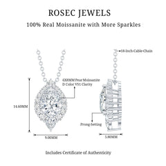 Certified Moissanite Teardrop Pendant Necklace for Wedding