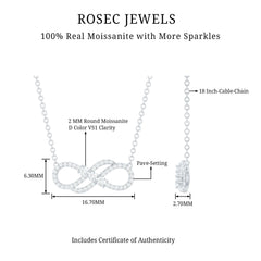 Certified Moissanite Infinity Symbol Necklace for Women