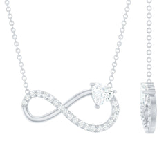 Certified Moissanite Heart Infinity Necklace in Silver