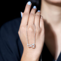 Certified Moissanite Heart Infinity Necklace in Silver