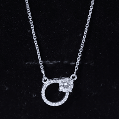 Certified 6 MM Round Moissanite Circle Necklace in Silver