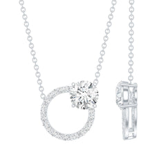 Certified 6 MM Round Moissanite Circle Necklace in Silver