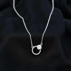 Certified 6 MM Round Moissanite Circle Necklace in Silver