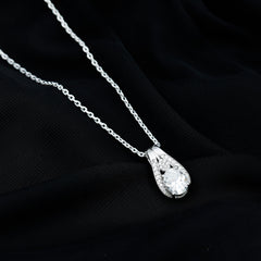 Certified Oval Cut Moissanite Teardrop Pendant Necklace for Wedding