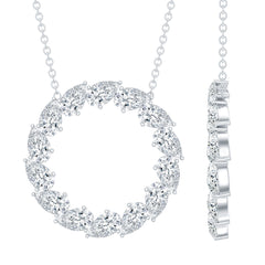 Certified Pear Shape 2 Carat Moissanite Circle Necklace with Silver Chain