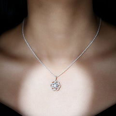 Certified Moissanite Flower Necklace with Silver Chain