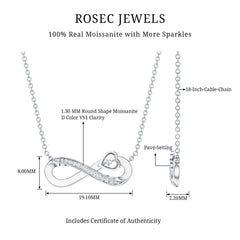 Minimalist Moissanite Infinity Heart Necklace for Women