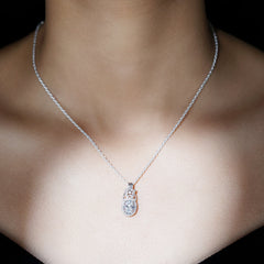 Vintage Inspired Moissanite Oval Drop Pendant Necklace with Chain