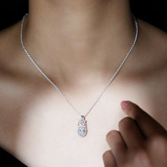 Vintage Inspired Moissanite Oval Drop Pendant Necklace with Chain