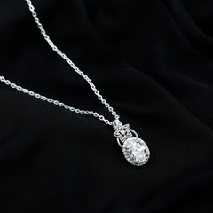 Vintage Inspired Moissanite Oval Drop Pendant Necklace with Chain