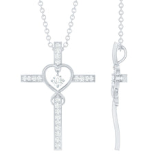Certified Moissanite Catholic Cross Heart Necklace