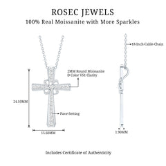 Certified Moissanite Cross Pendant with Silver Chain