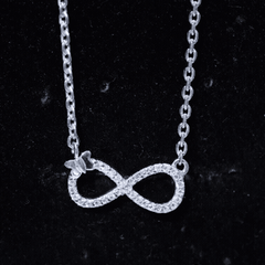 Certified Pave Set Moissanite Infinity Necklace with Butterfly